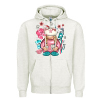 Oatmeal Heather dentist gnome Zipper Hoodie - NancyCooperArtShop