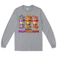 Heather Grey Happy Hallothanksmas coffee cups Long Sleeve Tee - NancyCooperArtShop