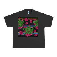 Pigment Black mexican rose and cactus seamless pattern Urban Heavy Tee - BundleAndBundleShop
