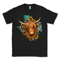 Black Texas map long haired shaggy cow Classic Tee - Jasminsmagicworld