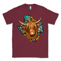 Burgundy Texas map long haired shaggy cow Classic Tee - Jasminsmagicworld