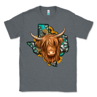 Charcoal Heather Texas map long haired shaggy cow Classic Tee - Jasminsmagicworld