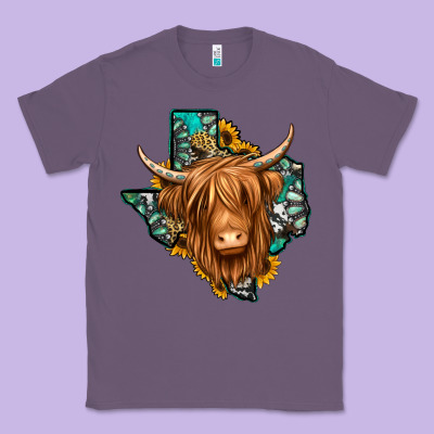 Texas Map Long Haired Shaggy Cow Classic Tee Designed By Jasminsmagicworld