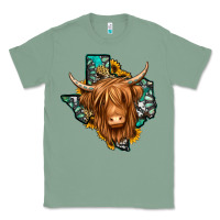 Sage Texas map long haired shaggy cow Classic Tee - Jasminsmagicworld