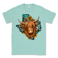 Seafoam Texas map long haired shaggy cow Classic Tee - Jasminsmagicworld