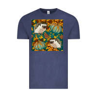 Vintage Denim hedgehog and pumpkins seamless pattern Vintage Tee - BundleAndBundleShop