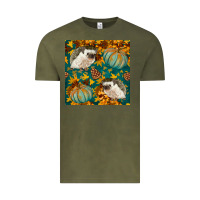 Vintage Olive hedgehog and pumpkins seamless pattern Vintage Tee - BundleAndBundleShop