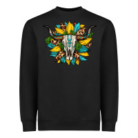 Black bull skull gemstone cactus leopard sunflower Heavyweight Sweatshirt - Artiststas