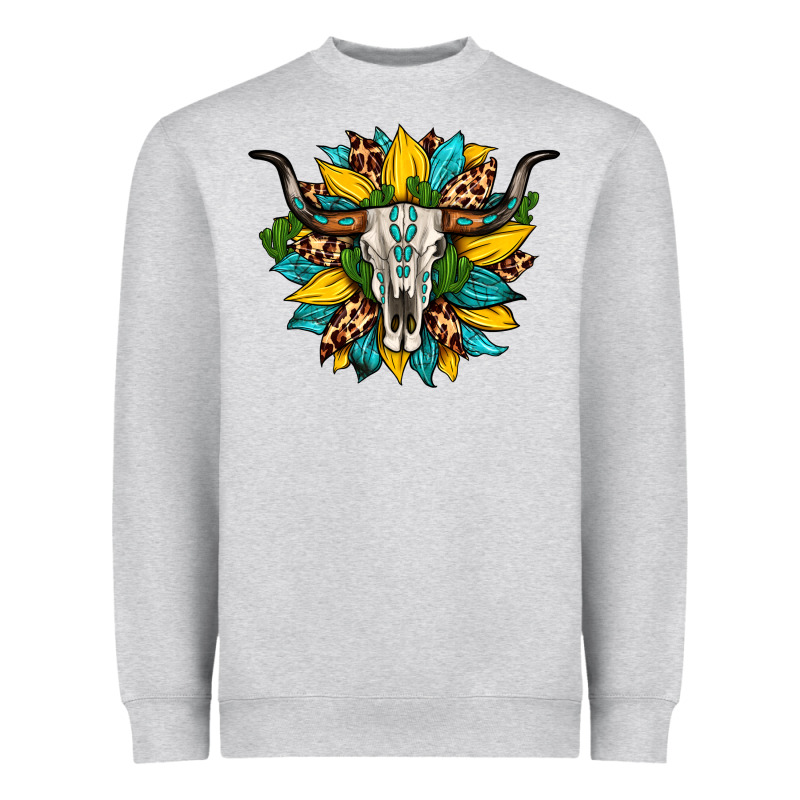 Bull Skull Gemstone Cactus Leopard Sunflower Heavyweight Sweatshirt by Artiststas | Teevron