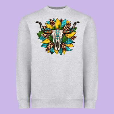 Bull Skull Gemstone Cactus Leopard Sunflower Heavyweight Sweatshirt Designed By Artiststas