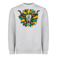 Heather Grey bull skull gemstone cactus leopard sunflower Heavyweight Sweatshirt - Artiststas