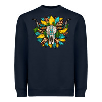 Navy bull skull gemstone cactus leopard sunflower Heavyweight Sweatshirt - Artiststas