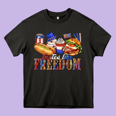 Tastes Like Freedom With Leopard Heavy Core Tee Designed By Texasbilliewilder