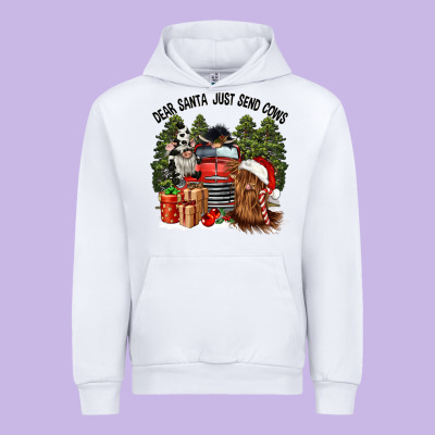Dear Santa Just Send Cows Urban Hoodie Designed By Cowgirlartshop