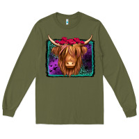 Army Green halloween highland cow Long Sleeve Tee - Jasminsmagicworld