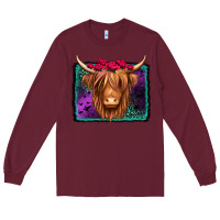 Burgundy halloween highland cow Long Sleeve Tee - Jasminsmagicworld