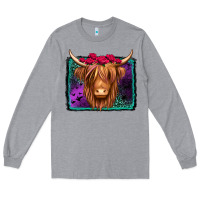 Heather Grey halloween highland cow Long Sleeve Tee - Jasminsmagicworld
