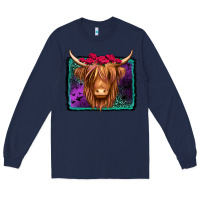 Navy halloween highland cow Long Sleeve Tee - Jasminsmagicworld
