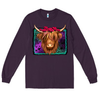 Plum halloween highland cow Long Sleeve Tee - Jasminsmagicworld