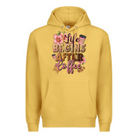 Antique Gold life begins after coffee Premium Hoodie - JahusDesignShop
