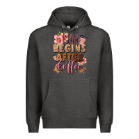 Charcoal Heather life begins after coffee Premium Hoodie - JahusDesignShop