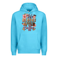Ocean Blue life begins after coffee Premium Hoodie - JahusDesignShop