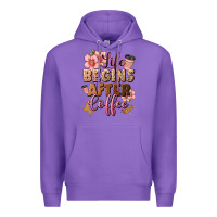 Purple life begins after coffee Premium Hoodie - JahusDesignShop