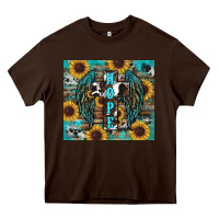 Chocolate Brown western hope sunflower's Heavy Core Tee - RanaPortraitStore