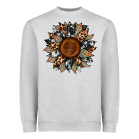Heather Grey cowhide leopard aztec sunflower Heavyweight Sweatshirt - Artiststas