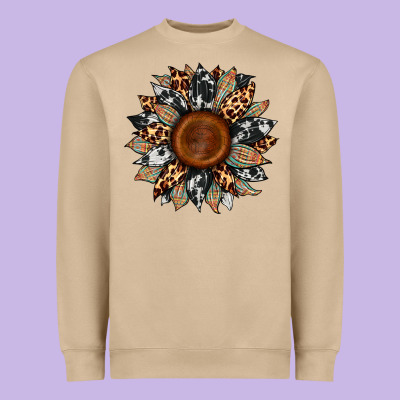 Cowhide Leopard Aztec Sunflower Heavyweight Sweatshirt Designed By Artiststas