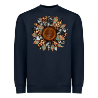 Navy cowhide leopard aztec sunflower Heavyweight Sweatshirt - Artiststas