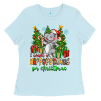 Baby Blue i want a hippopotamus for christmas Ladies Tee - Zillion Design Studio