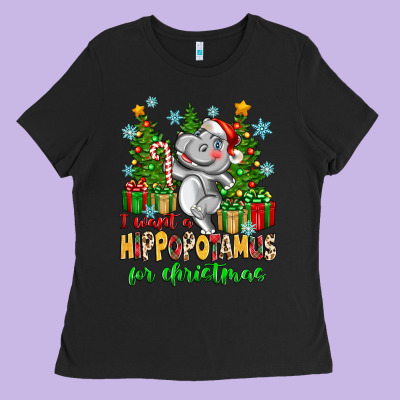 I Want A Hippopotamus For Christmas Ladies Tee Designed By Zillion Design Studio