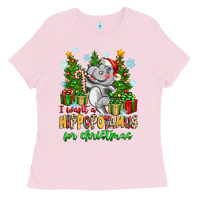 Bubblegum Pink i want a hippopotamus for christmas Ladies Tee - Zillion Design Studio