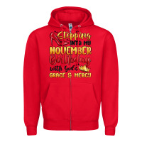 Red stepping into my november birthday Zipper Hoodie - MaliasSmallBusiness