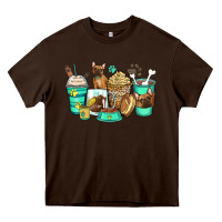 Chocolate Brown french bulldog coffee cups Heavy Core Tee - Zillion Design Studio