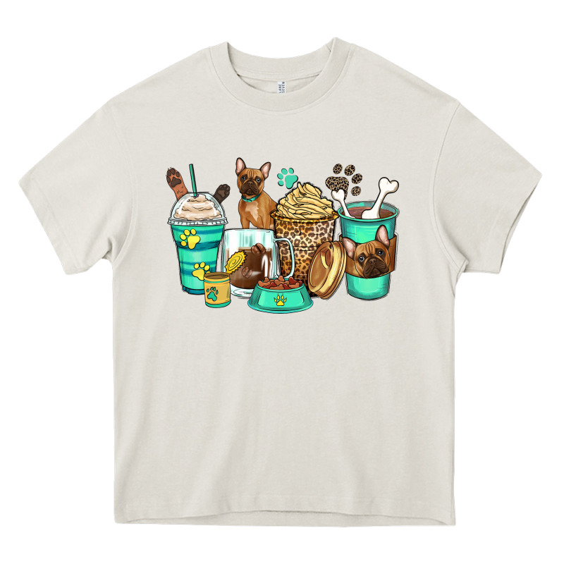 French Bulldog Coffee Cups Heavy Core Tee by Zillion Design Studio | Teevron