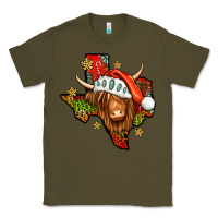 Army Green Shaggy cow Texas Christmas Classic Tee - Jasminsmagicworld