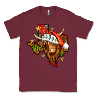 Burgundy Shaggy cow Texas Christmas Classic Tee - Jasminsmagicworld