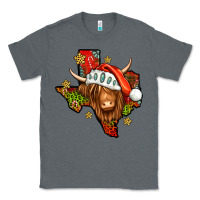 Charcoal Heather Shaggy cow Texas Christmas Classic Tee - Jasminsmagicworld