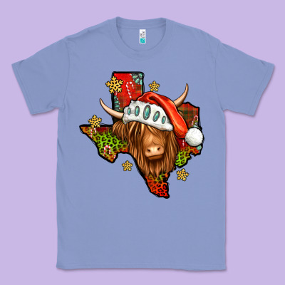 Shaggy Cow Texas Christmas Classic Tee Designed By Jasminsmagicworld