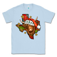 Dusty Blue Shaggy cow Texas Christmas Classic Tee - Jasminsmagicworld