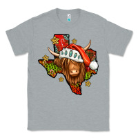 Heather Grey Shaggy cow Texas Christmas Classic Tee - Jasminsmagicworld