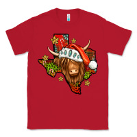 Red Shaggy cow Texas Christmas Classic Tee - Jasminsmagicworld