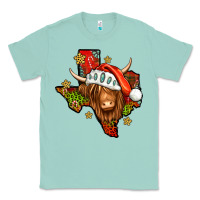 Seafoam Shaggy cow Texas Christmas Classic Tee - Jasminsmagicworld