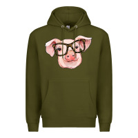 Army Green pig with glasses Premium Hoodie - RanaPortraitStore