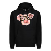 Black pig with glasses Premium Hoodie - RanaPortraitStore