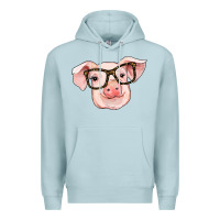 Blue Mist pig with glasses Premium Hoodie - RanaPortraitStore