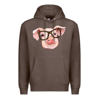 Coffee pig with glasses Premium Hoodie - RanaPortraitStore