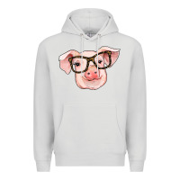 Dove Grey pig with glasses Premium Hoodie - RanaPortraitStore